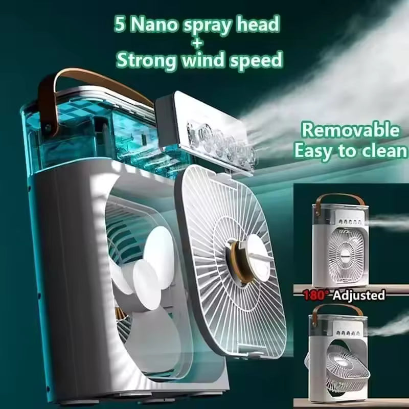 Frosty 3 In 1 New Fan AIr Conditioner Household Small Air Cooler LED Night Light Portable Humidifier Air Adjustment Fan Office Home Fan