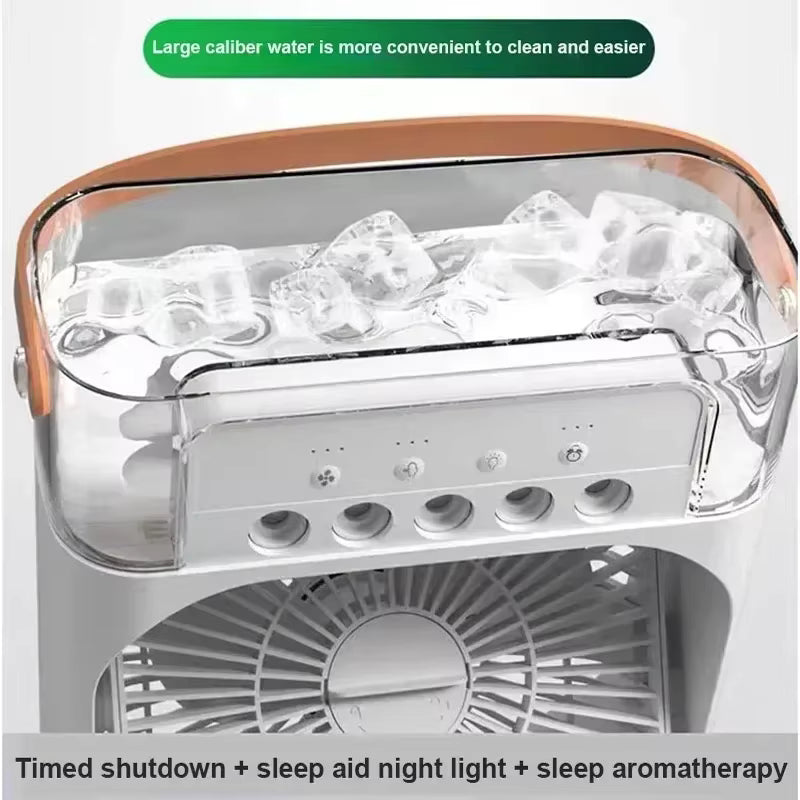 Frosty 3 In 1 New Fan AIr Conditioner Household Small Air Cooler LED Night Light Portable Humidifier Air Adjustment Fan Office Home Fan
